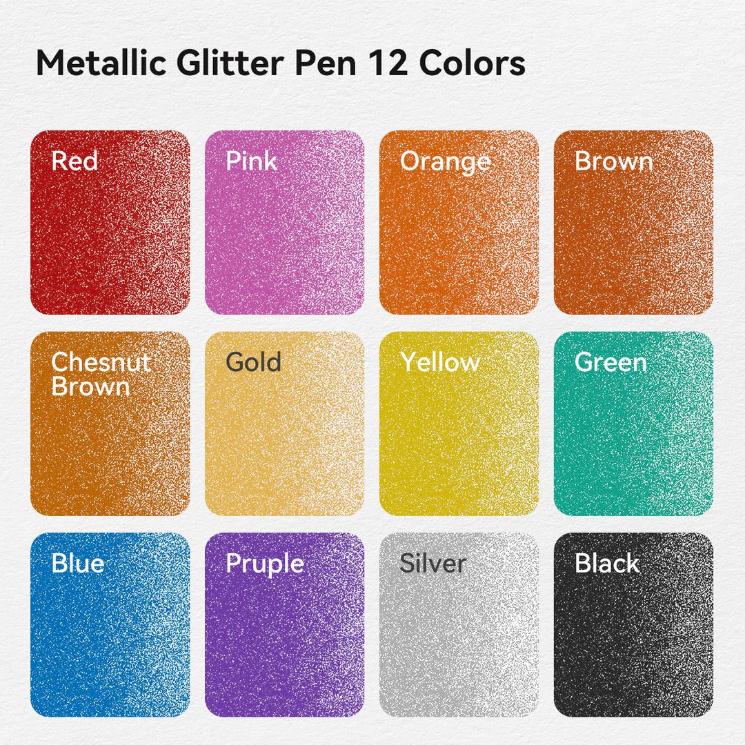 12 Sparkle Color Glitter Acrylic Paint Markers