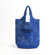 plaited raffia straw bucket bag, view 2 - MRSLM