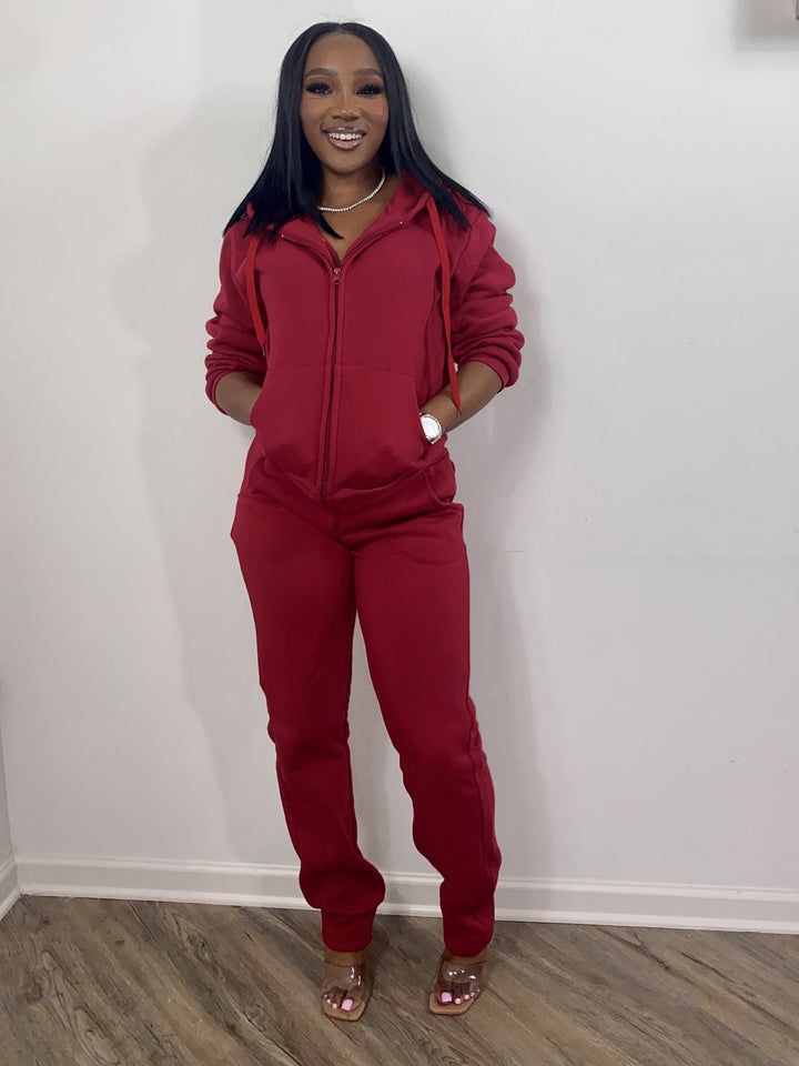 Women's Solid Color Hoodie Fabric Sports Casual Two-piece Suit