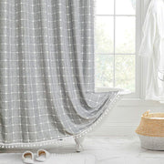 jacquard linen shower curtain with tassels - MRSLM