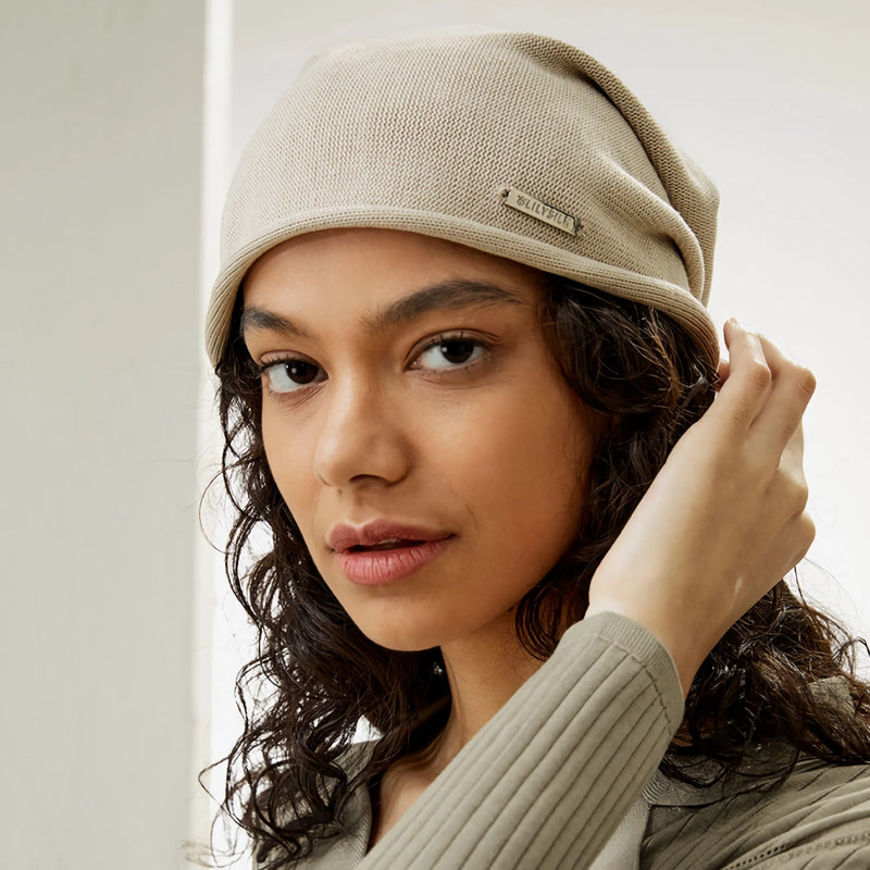 silk knitted beanie hat, view 4 - MRSLM