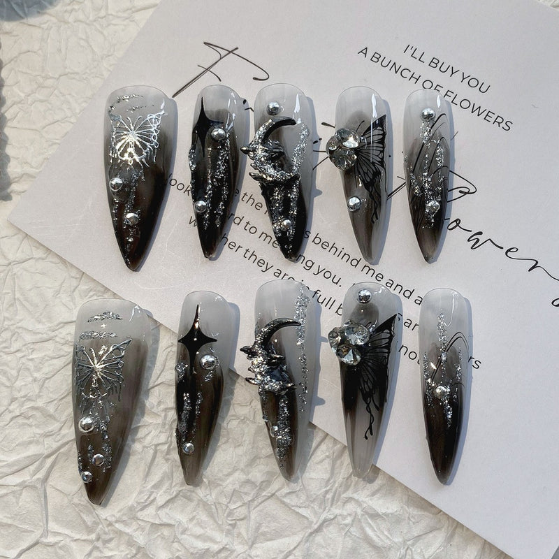 gothic butterfly press-on nails, view 2 - MRSLM