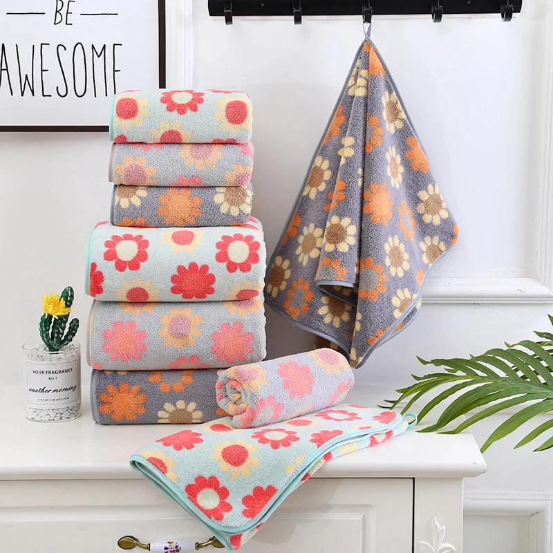 microfiber floral bathroom towel set, view 6 - MRSLM