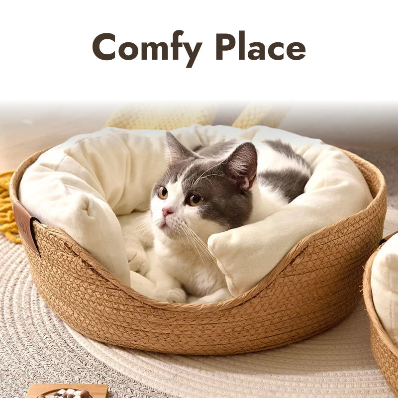 woven pet bed with cushion, view 5 - MRSLM