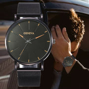 men's ultra thin black quartz watch, view 4 - MRSLM