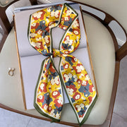 Floral silk-feel long scarf, view 11 - MRSLM