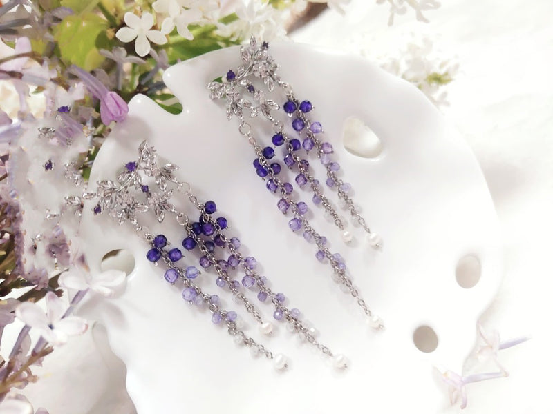 wisteria zirconia earrings, view 4 - MRSLM