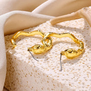 Gold color stainless steel hoop earrings, view 14 - MRSLM