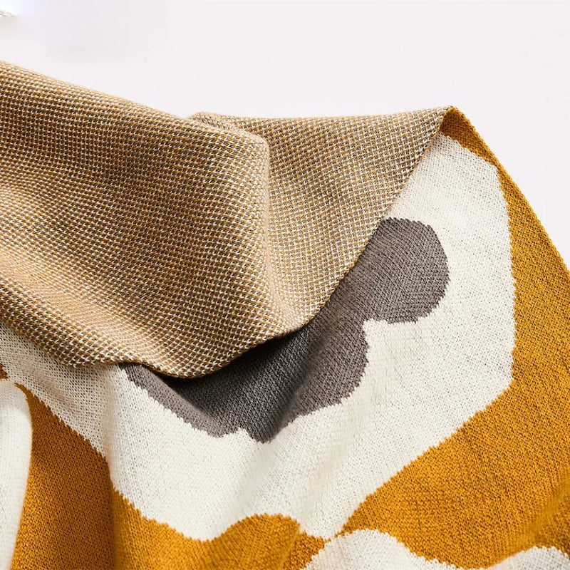 floral knitted cotton throw blanket, view 7 - MRSLM