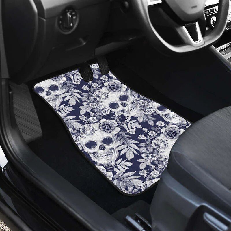skull floral car floor mats, view 4 - MRSLM