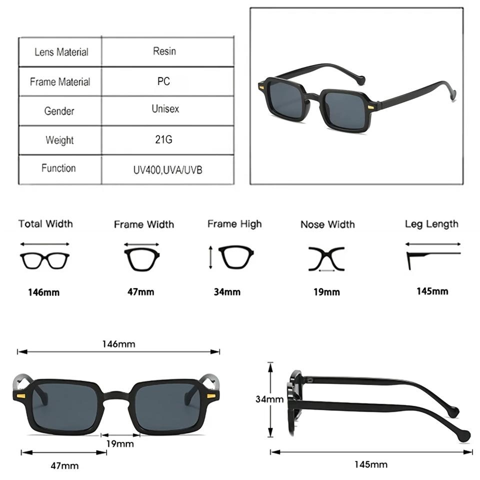 UV400 Square Gradient Sunglasses