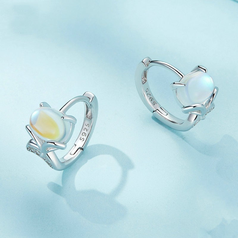 s925 silver fox moonstone earrings, view 4 - MRSLM