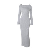 knitted backless lace-up slim-fit dress, view 5 - MRSLM