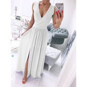 Women's sleeveless V-neck long dress, view 2 - MRSLM