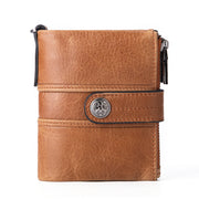retro cowhide zipper wallet, view 3 - MRSLM