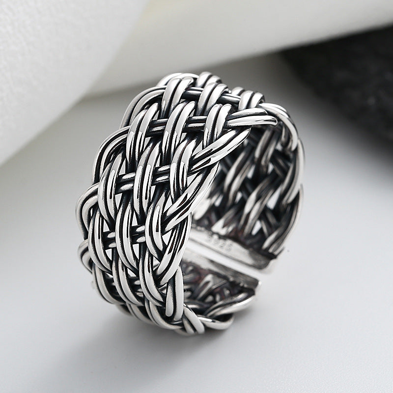 Sterling Silver Vintage Distressed Handmade Woven Twisted Ring