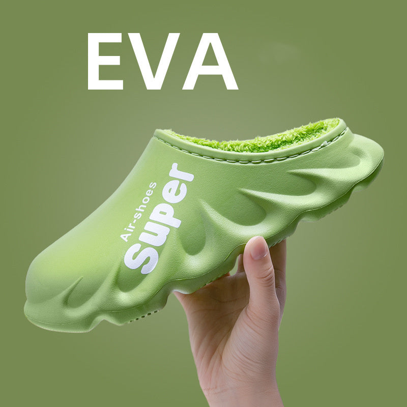 Home Slippers EVA Waterproof Warm Plush Indoor Shoes Couple Shoes