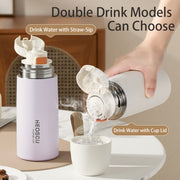 stainless steel insulated water bottle with straw lid, view 7 - MRSLM