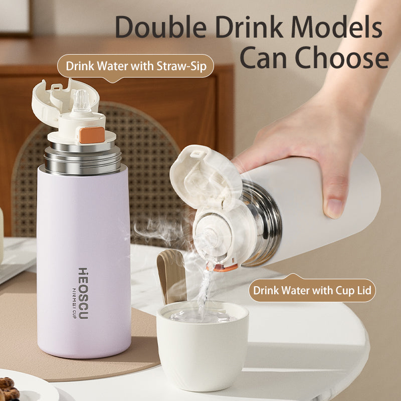 stainless steel insulated water bottle with straw lid, view 7 - MRSLM