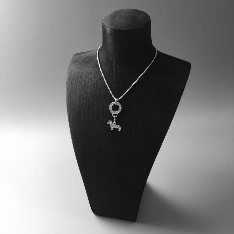 Silver dachshund dog pendant - MRSLM