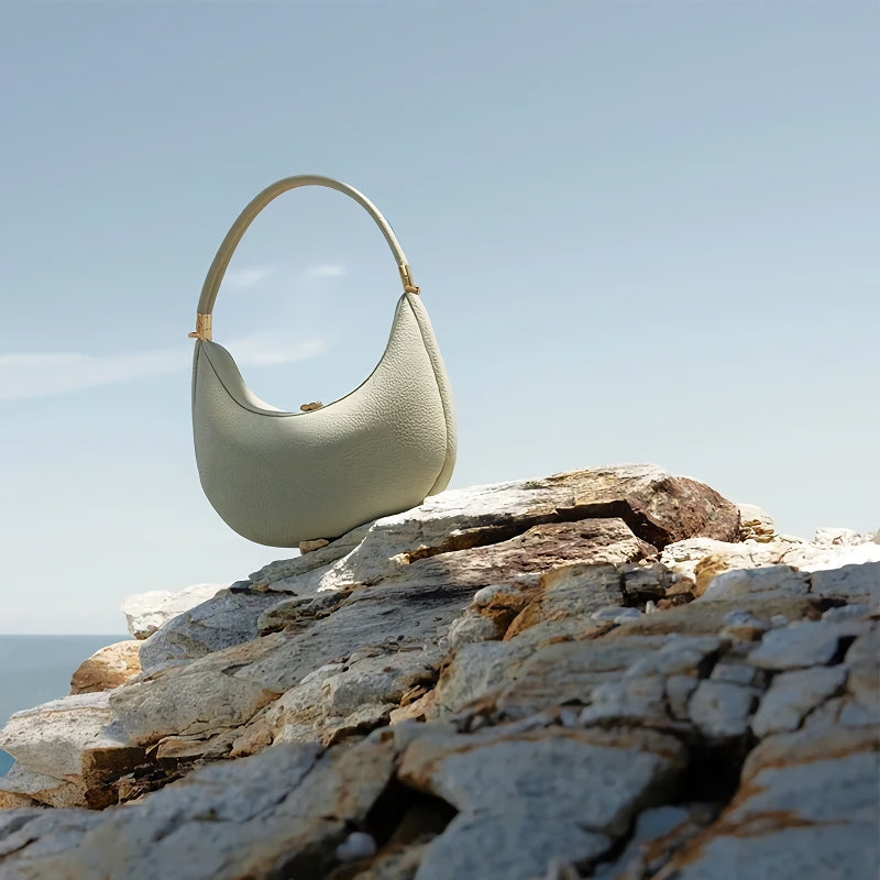 crescent leather shoulder bag, view 5 - MRSLM