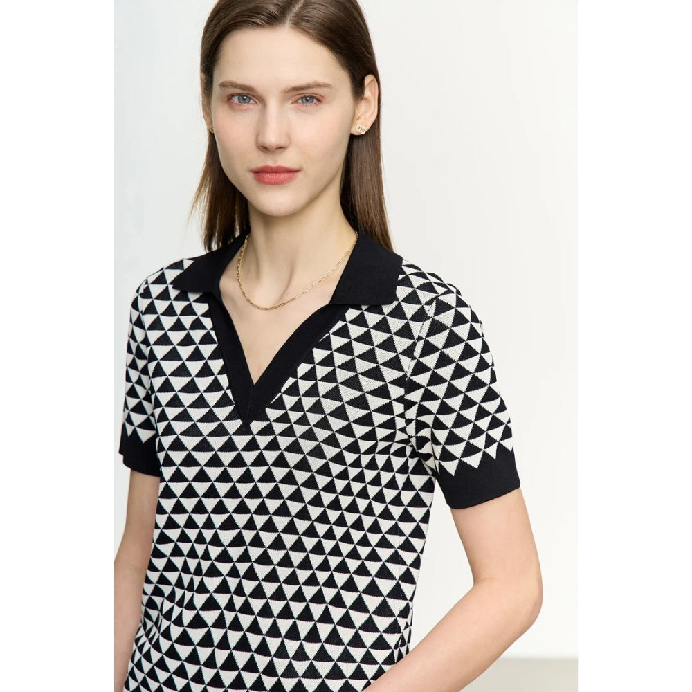 V Neck Short Sleeves Women Sweater