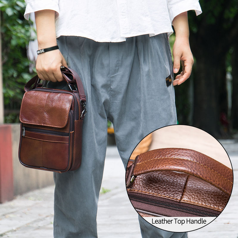 Men's leather satchel, view 3 - MRSLM