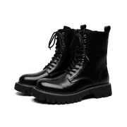 men's vintage leather ankle boots, black, view 2 - MRSLM