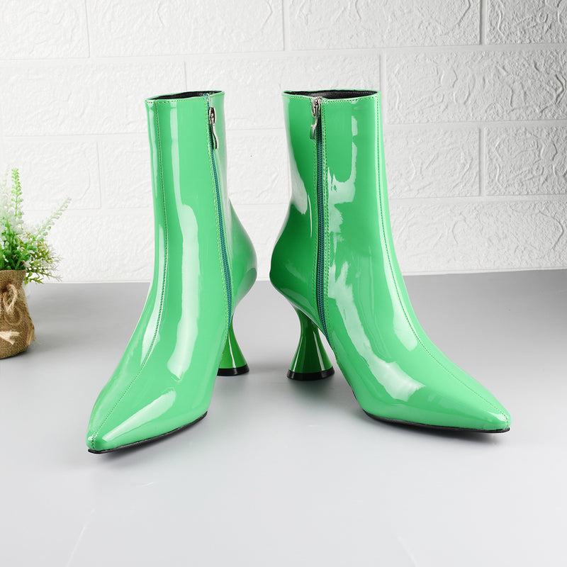 Women's pointed toe patent ankle boots, view 5 - MRSLM