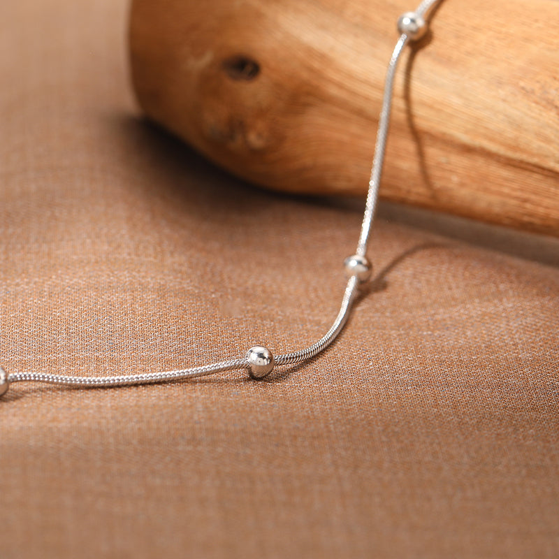 stainless steel snake bead chain anklet, view 7 - MRSLM
