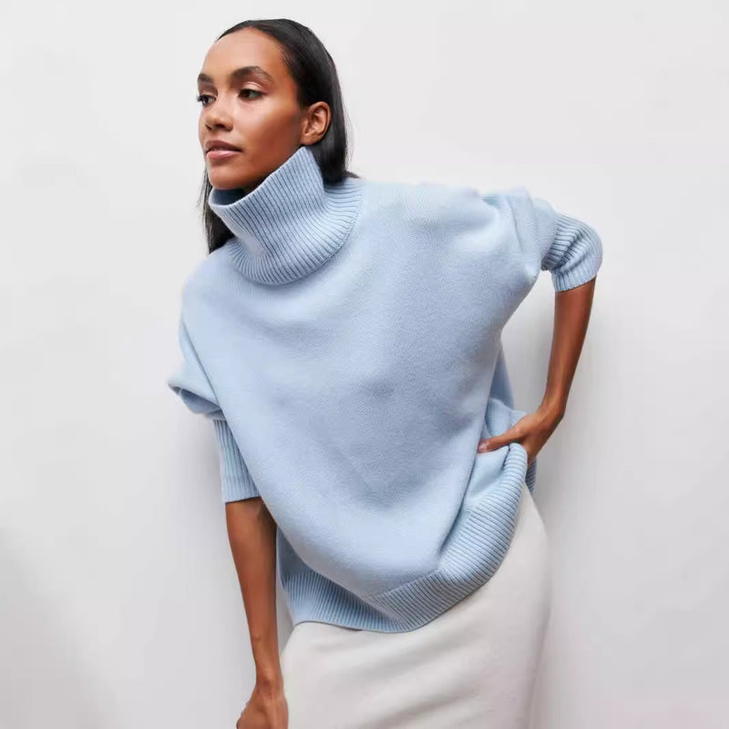 Winter Turtleneck Sweater Ins Solid Color Long Sleeve Pullover Top Women's Clothing