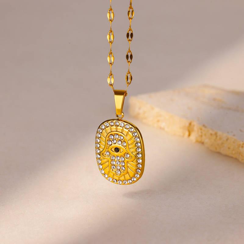 hand of fatima evil eye necklace, view 6 - MRSLM