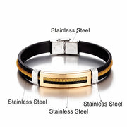 Men's steel and silicone bracelet with gold chain, view 6 - MRSLM