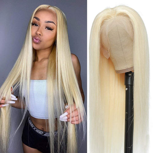 Light golden long straight lace wig - MRSLM