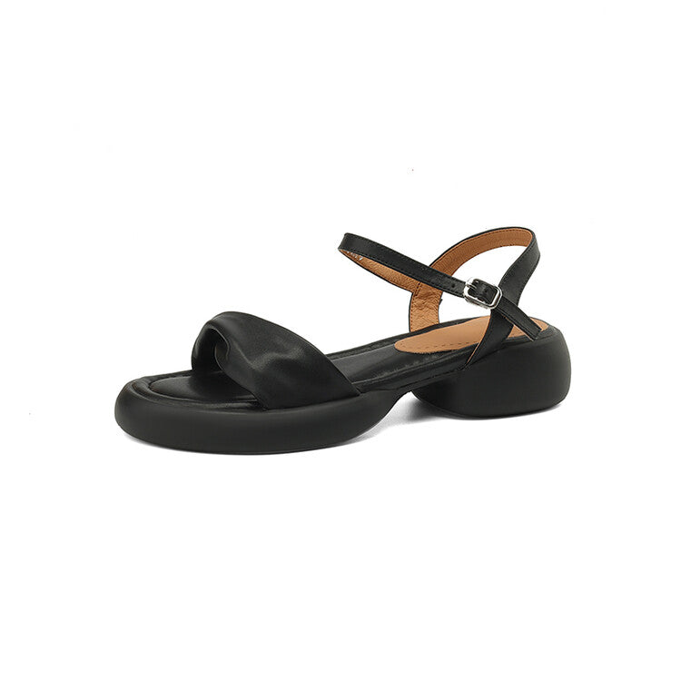 chunky heel leather casual sandals, view 2 - MRSLM