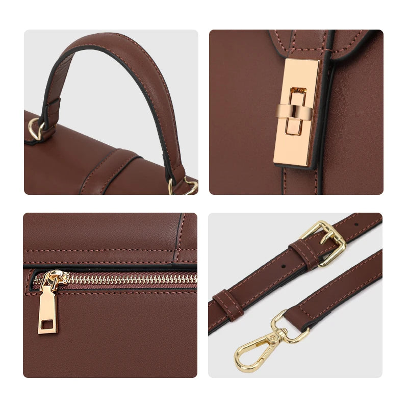 Genuine leather rectangular crossbody bag, view 6 - MRSLM