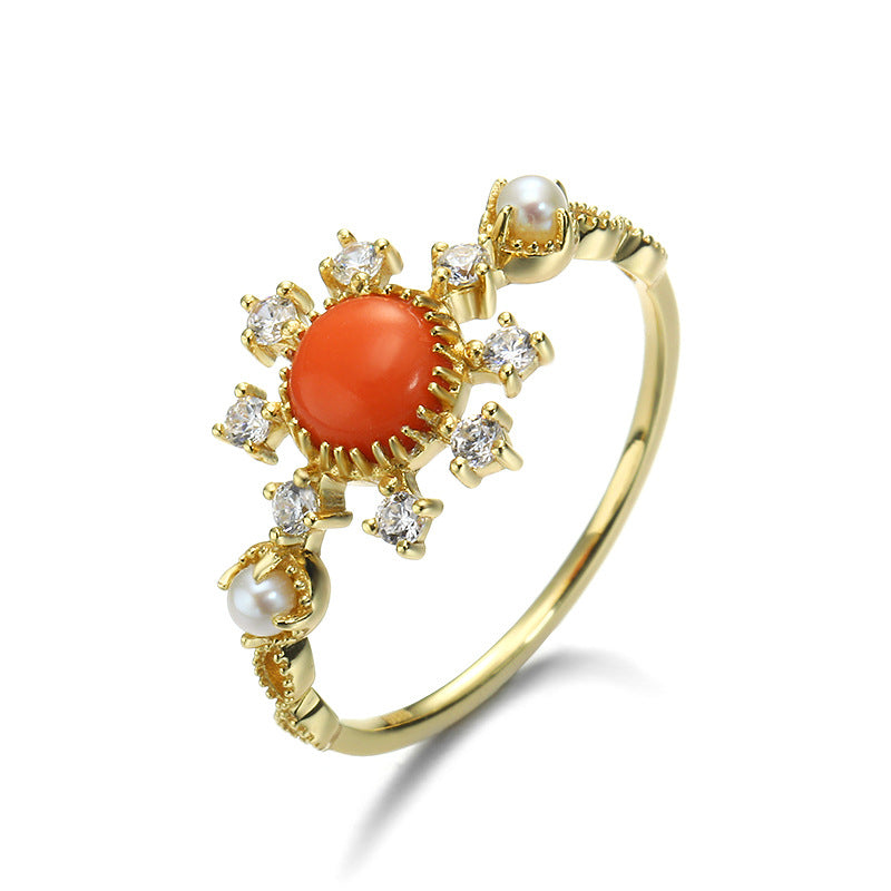 vintage natural pearl resin silver ring, view 3 - MRSLM