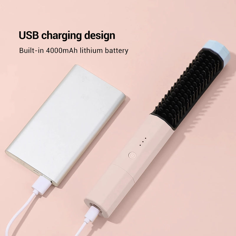 Portable wireless hair styling brush, view 10 - MRSLM