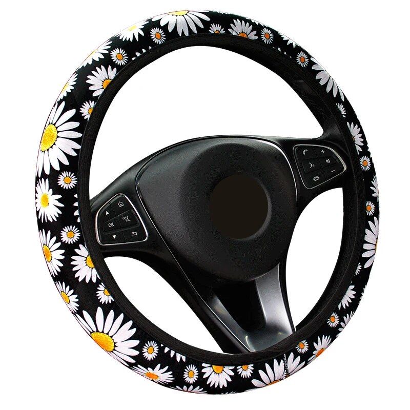 daisy flower steering wheel cover, view 6 - MRSLM
