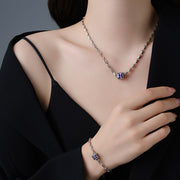 925 silver zircon retro necklace - MRSLM