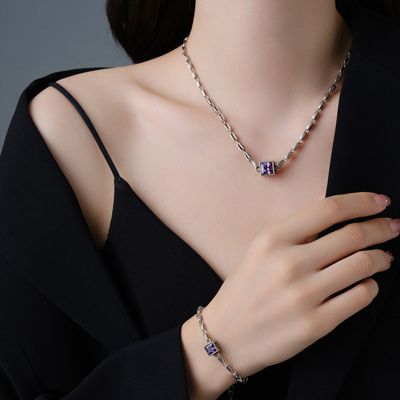 925 silver zircon retro necklace - MRSLM