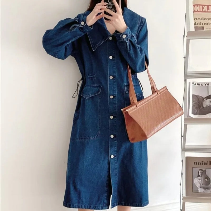 long sleeve blue denim dress - MRSLM