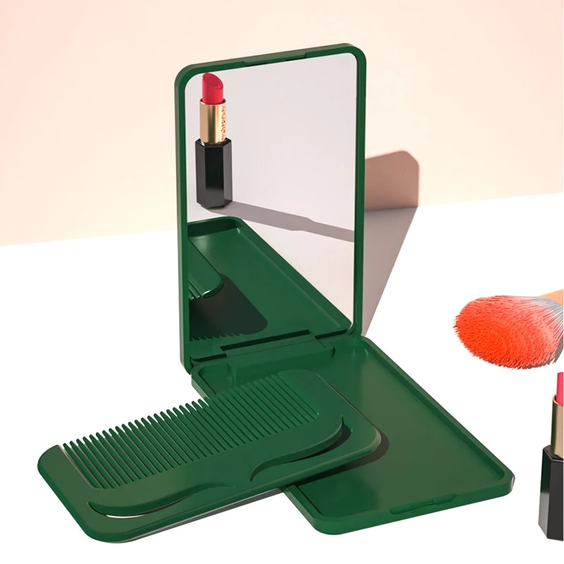portable travel makeup mirror with comb - MRSLM