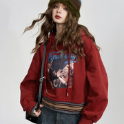 red fleece hoodie for women - MRSLM