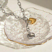 Gold plated heart pendant necklace, view 4 - MRSLM