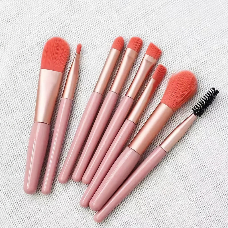 8-piece mini travel makeup brush set, view 4 - MRSLM