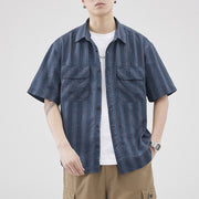 men's seersucker striped shirt, view 2 - MRSLM