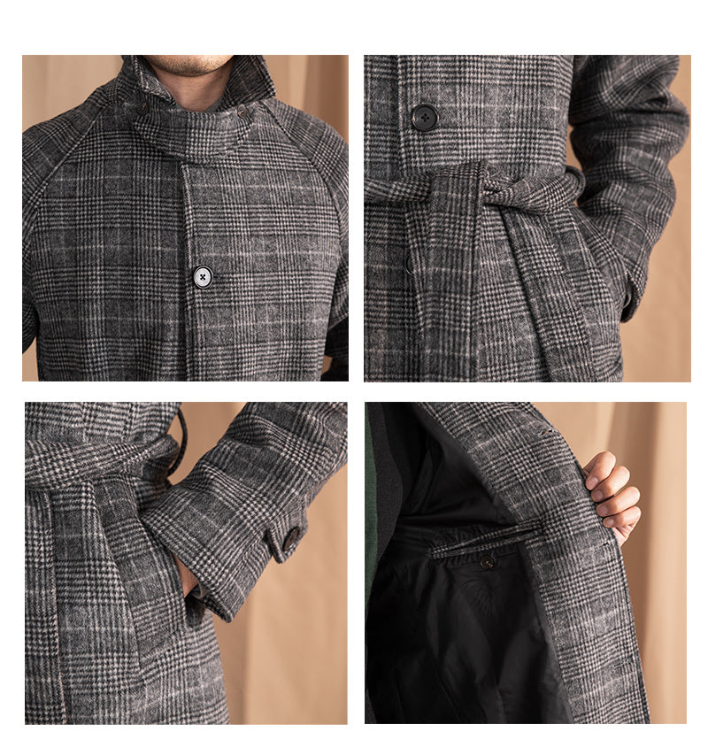 Men's wool mid-length coat, view 5 - MRSLM