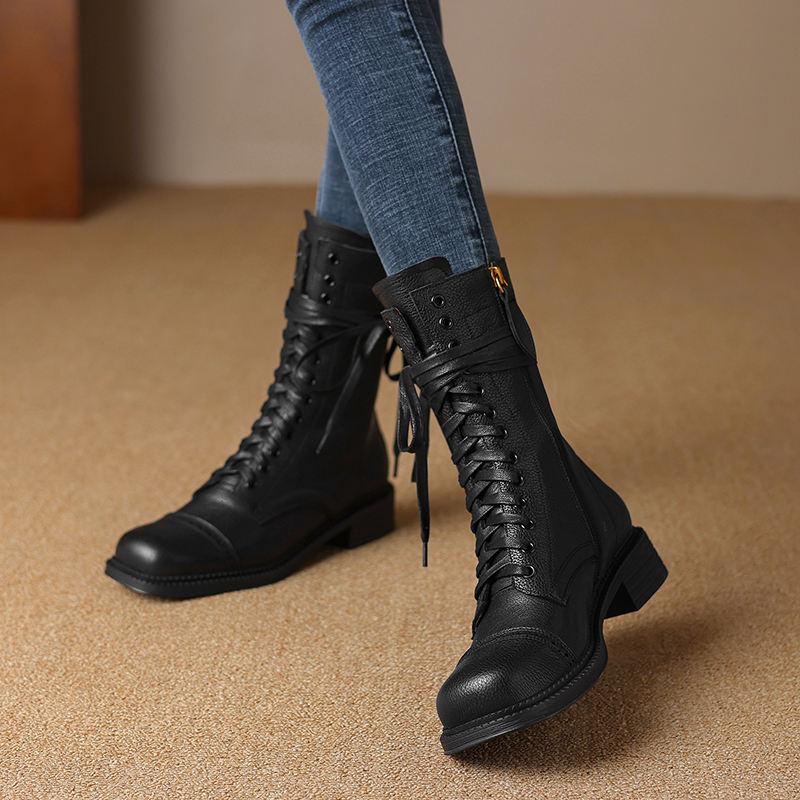 leather lace-up chelsea ankle boots - MRSLM