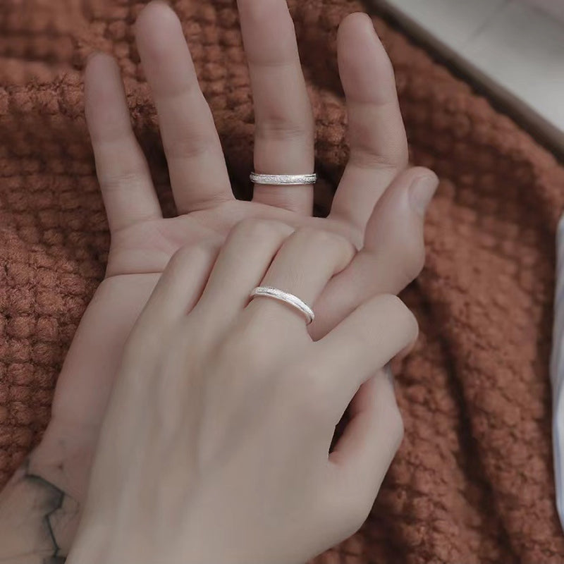 simple silver couple rings pair, view 4 - MRSLM